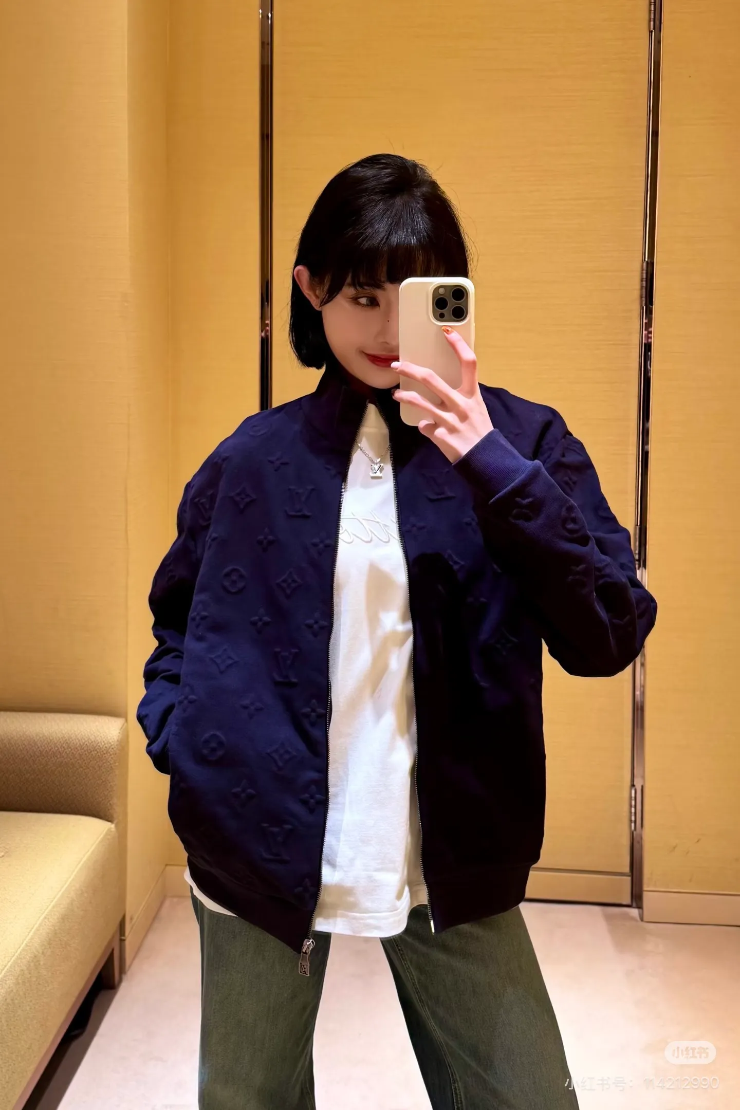 Louis Vuitton/Louis Vuitton Floral Embossed Fully Printed Stand Collar Jacket Jacket